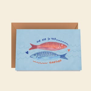 Sardines in Love kaart met envelop | Jubileumcadeau | Cadeau vriendje | Cadeau vriendin | Bedrukte set