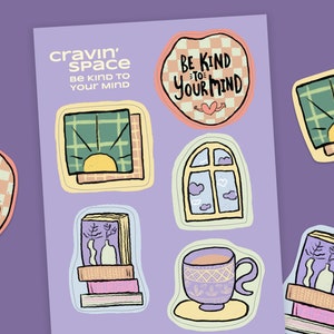 Be Kind To Your Mind Sticker Sheet | Self Care | Positivity | Sunny Days | Plant | Flower | Cute Illustration | Coffee | Tea