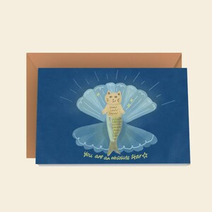 You're a Star-kaart met envelop | Bedankkaart kattenontwerp | Waardering collega cadeau | Motiverende quote | Positieve aanmoediging