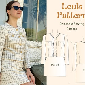 Louise set (tweed jacket + classic skirt) | Printable sewing pattern/PDF/Digital | Sizes 6 -22 | Automatic download | Old Money Outfit