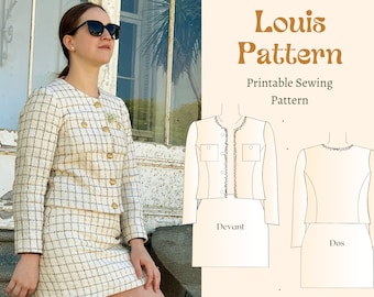 Louise set (tweed jacket + classic skirt) | Printable sewing pattern/PDF/Digital | Sizes 6 -22 | Automatic download