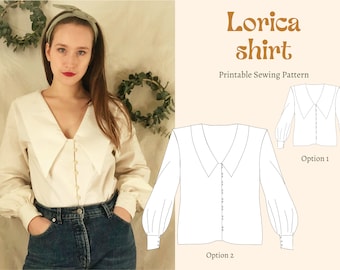 Lorica shirt (peter pan or small collar) |Printable sewing pattern/PDF/Digital | Sizes 6 -22 | Automatic download