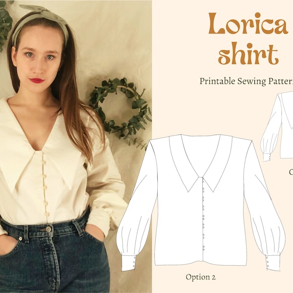 Lorica shirt (peter pan or small collar) |Printable sewing pattern/PDF/Digital | Sizes 6 -22 | Automatic download