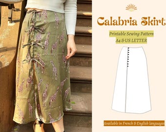 Calabria skirt | Maxi Long Summer Skirt | Printable sewing pattern/PDF/Digital | Sizes 6 -22 | Automatic download