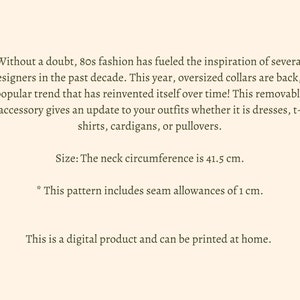 Matera oversized collar |Printable sewing pattern/PDF/Digital | one size | Automatic download image 2