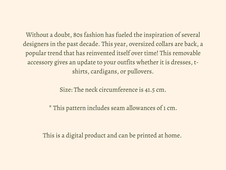 Matera oversized collar |Printable sewing pattern/PDF/Digital | one size | Automatic download image 2