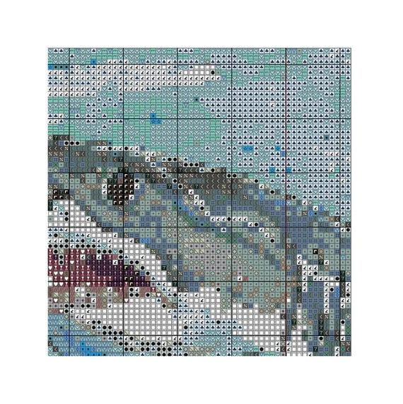 マコザメのクロスステッチ図案 - デザインサイズ：200×200ステッチ
