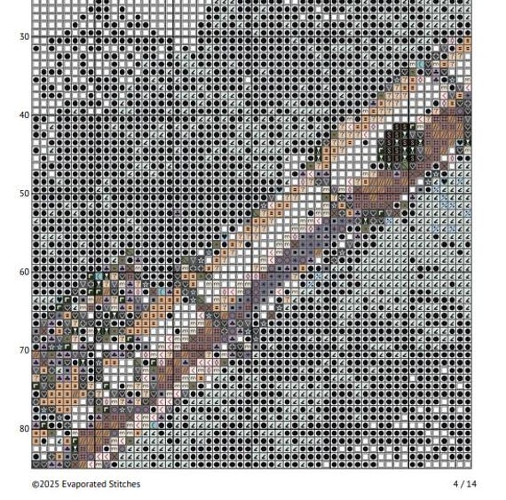 フルートクロスステッチパターン - デザインサイズ：200×200ステッチ