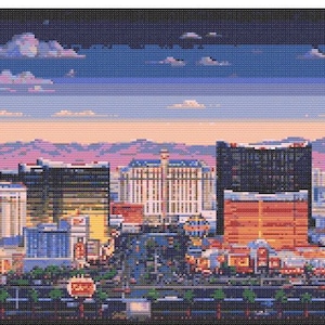 Las Vegas Cityscape Cross Stitch Pattern - 200 x 156 stitches