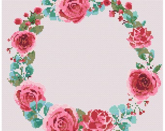 Flower Ring - Add Your Own Text - Cross Stitch Pattern