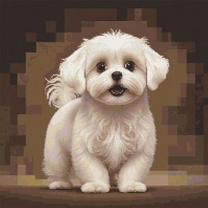 Maltipoo Dog Cross Stitch Pattern - Design size: 200 x 200 stitches