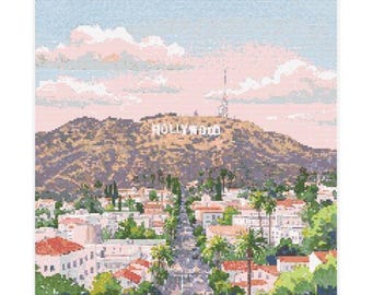 Hollywood Cityscape Cross Stitch Pattern - 200 x 200 stitches