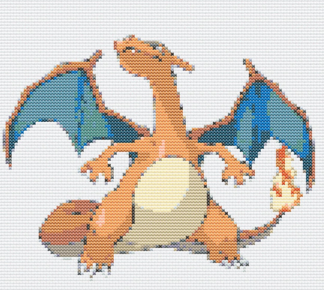 Charizard (pokémon) Cross Stitch Pattern Design Size 111 X 100
