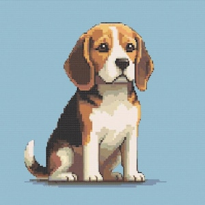 Beagle Dog Cross Stitch Pattern - Design size: 200 x 200 stitches