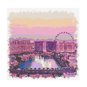 Las Vegas Cityscape Cross Stitch Pattern - 200 x 200 stitches
