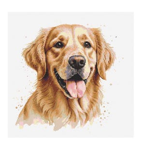 ビーグル犬の水彩画ポートレートクロスステッチパターン（PDFパターン