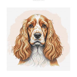 Cocker Spaniel Watercolor Cross Stitch Pattern - Design size: 200 x 200 stitches