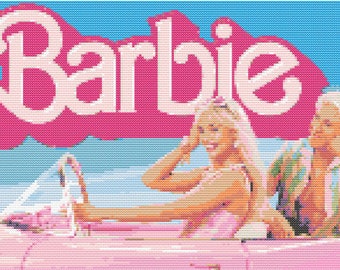 Barbie Movie, Margot Robbie, Ryan Gosling Cross Stitch Pattern - 23200 stitches, (200 x 116)