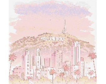 Hollywood Cityscape Cross Stitch Pattern - 200 x 200 stitches