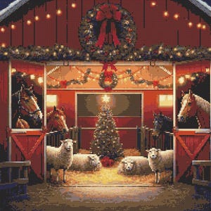 Christmas on the Farm Cross Stitch Pattern - Design size: 200 x 200 - Incredibly Detailed!