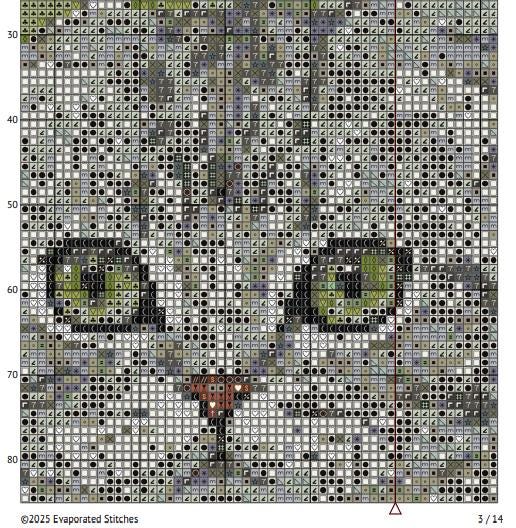 スコティッシュフォールド猫の水彩画風クロスステッチ図案 - デザイン