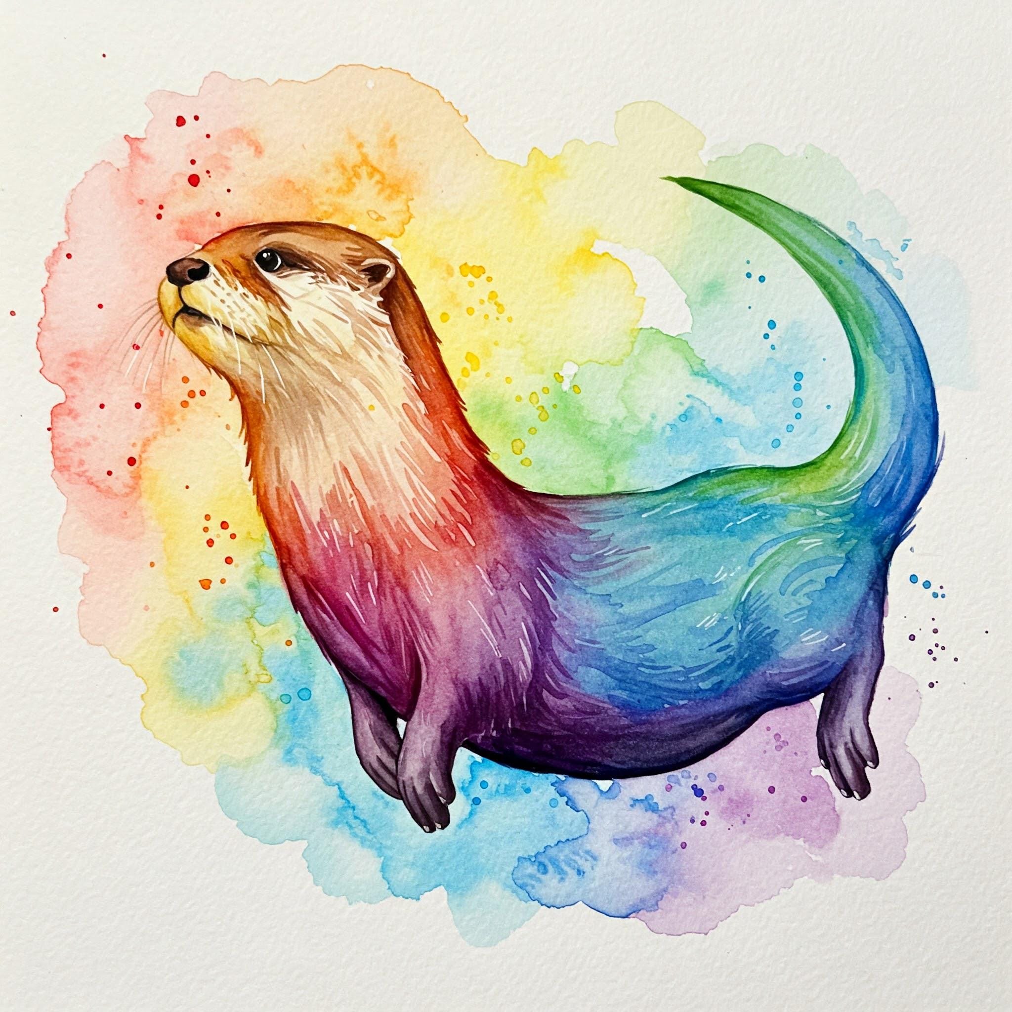 Rainbow Otter Watercolor Cross Stitch Pattern - Design Size: 200 X 200 ...