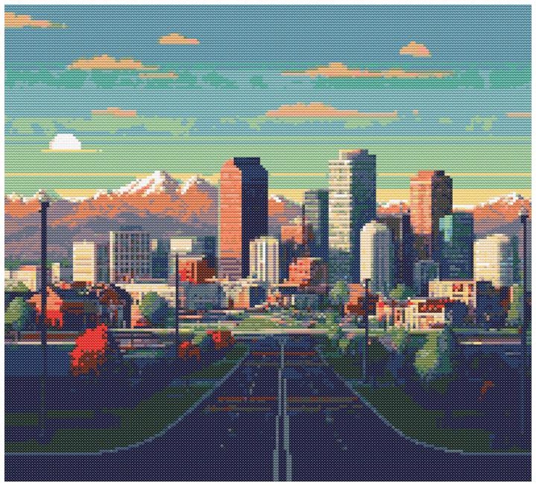 Denver Colorado Cityscape Cross Stitch Pattern - 200 X 181 Stitches - Etsy