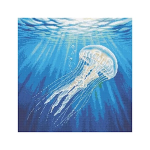 Box Jellyfish Cross Stitch Pattern - Design size: 200 x 200 stitches
