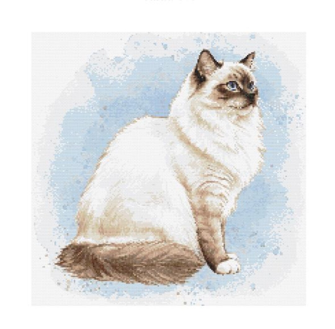 Ragdoll Cat Watercolor Cross Stitch Pattern - Design Size: 200 X 200 ...