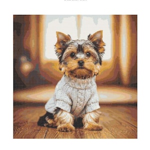 Yorkie Sweater Yorkshire Terrier Cross Stitch Pattern - Design size: 200 x 200 stitches