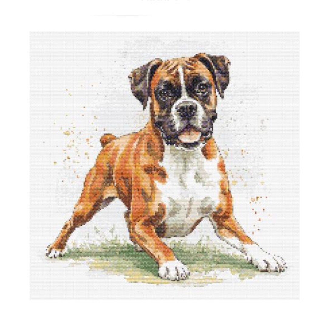 Boxer Watercolor Cross Stitch Pattern - Design Size: 200 X 200 Stitches ...
