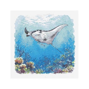 Manta Ray Cross Stitch Pattern - Design size: 200 x 200 stitches