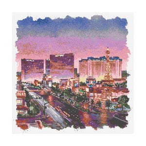 Las Vegas Cityscape Cross Stitch Pattern - 200 x 200 stitches