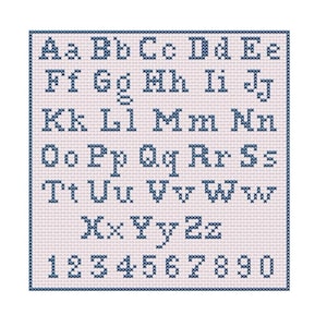 Alphabet Sampler Traditional Font Cross Stitch Pattern 80 x 80 stitches
