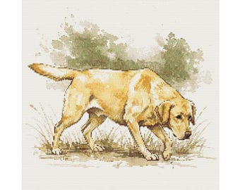 Yellow Labrador Retriever Cross Stitch Pattern – Easy Intermediate PDF Download