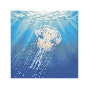 Box Jellyfish Cross Stitch Pattern - Design size: 200 x 200 stitches