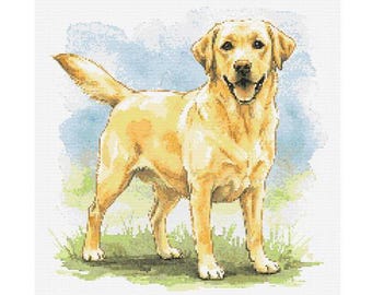 Yellow Labrador Retriever Cross Stitch Pattern – Easy Needlework Design (Digital Download)
