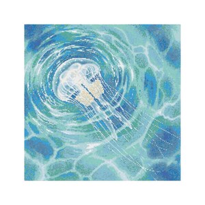 Box Jellyfish Cross Stitch Pattern - Design size: 200 x 200 stitches