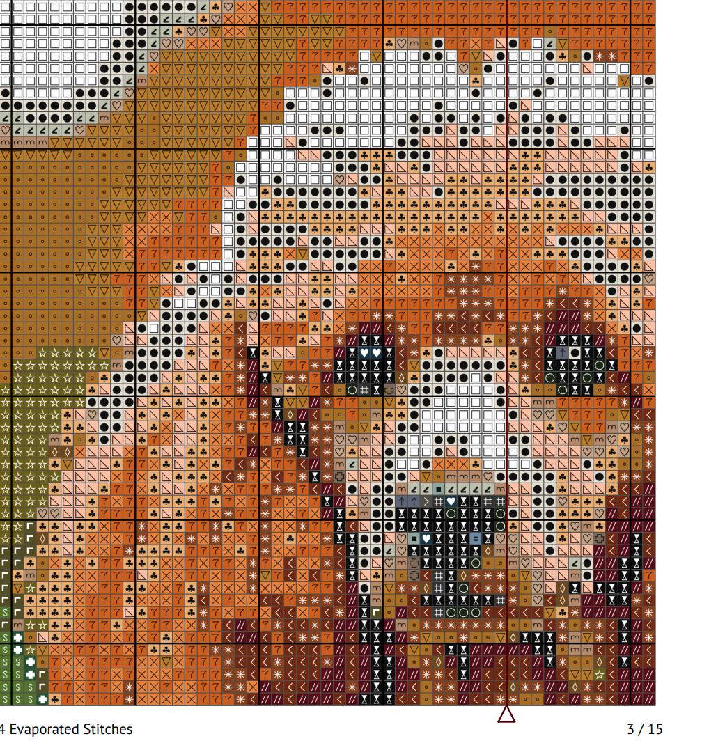 プードルの水彩画クロスステッチパターン - デザインサイズ：200 x 200