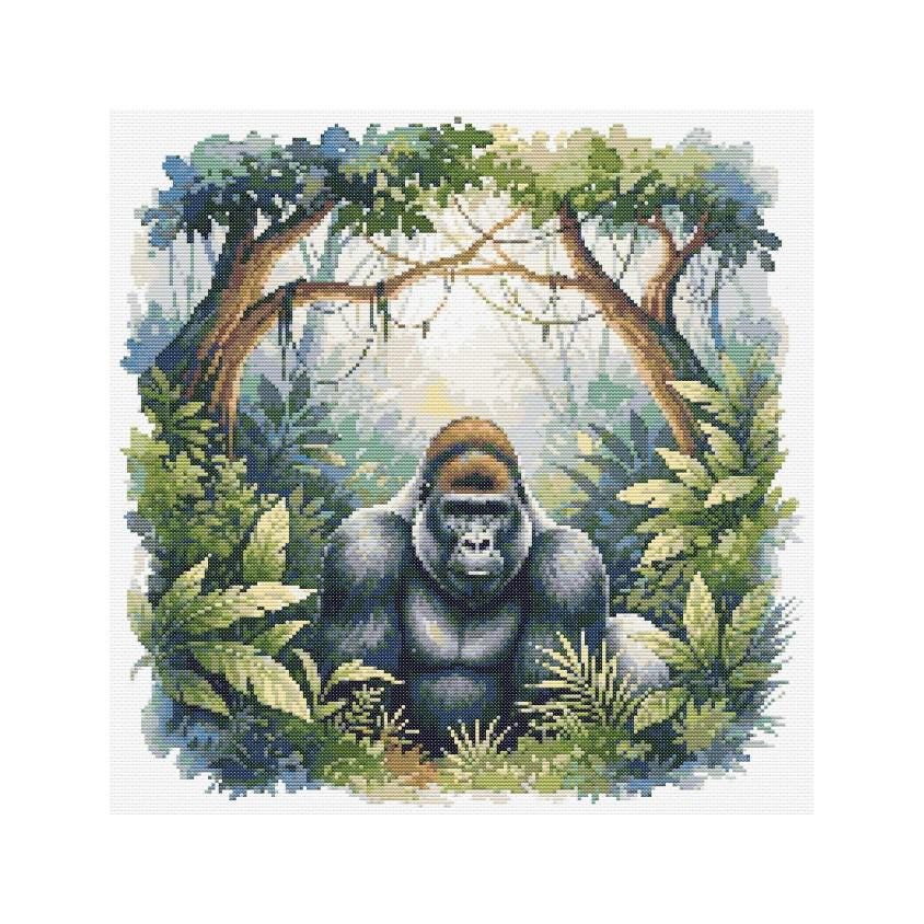 ゴリラのクロスステッチ図案 - デザインサイズ：200×200ステッチ
