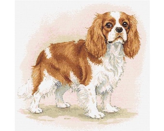 Cavalier King Charles Spaniel Cross Stitch Pattern - Design size: 200 x 200 stitches
