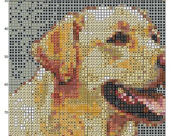 黄色のラブラドールレトリバー犬のクロスステッチパターン - デザイン