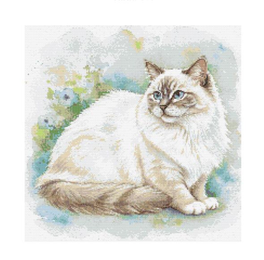 Ragdoll Cat Watercolor Cross Stitch Pattern - Design Size: 200 X 200 ...