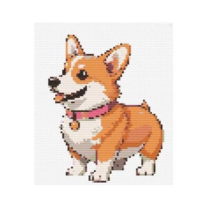 Welsh Corgi Watercolor Cross Stitch Pattern PDF, Dog Portrait Needlepoint Chart, Instant Digital Download