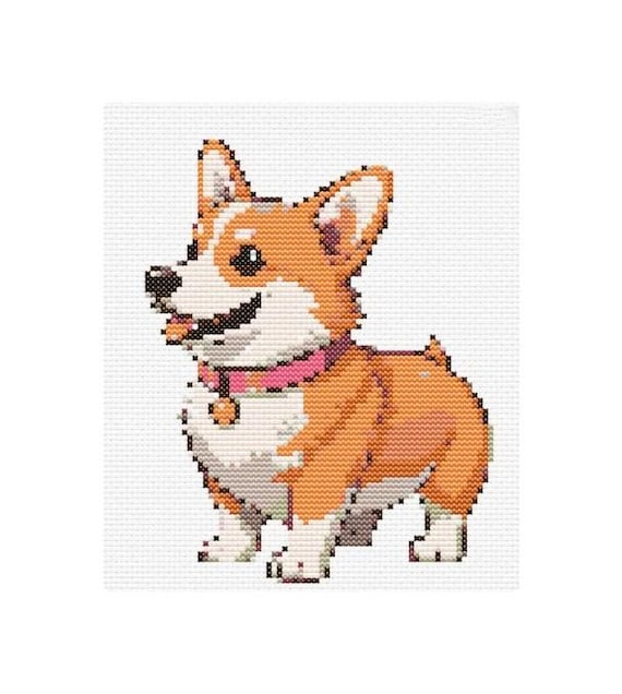 ウェルシュ・コーギー犬のクロスステッチパターン - デザインサイズ