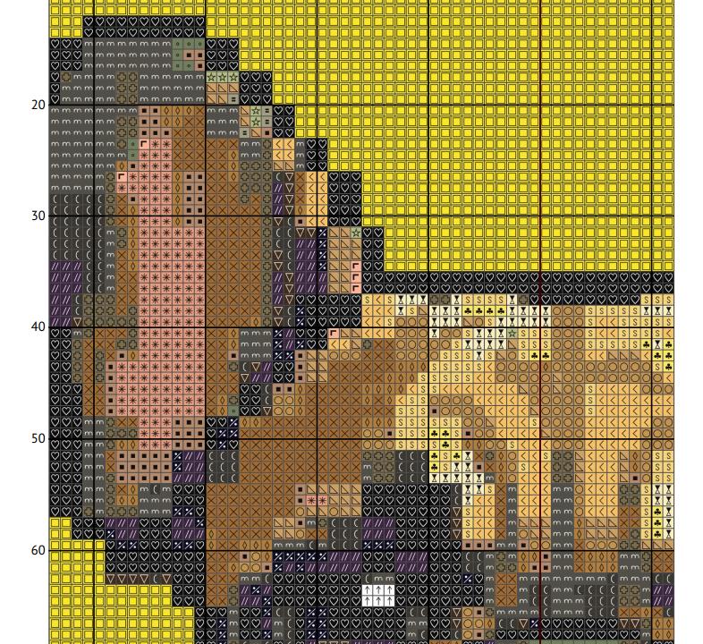 8 Bit French Bulldog on Yellow (frenchie) Dog Cross Stitch