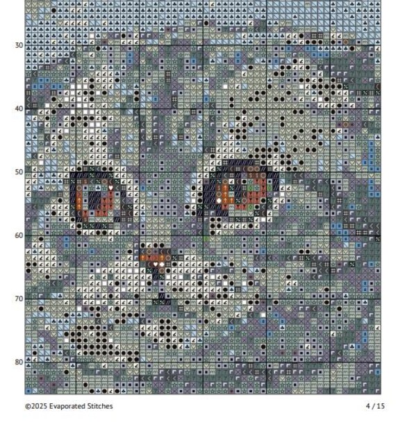 スコティッシュフォールド猫の水彩クロスステッチパターン - デザイン