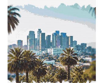 Los Angeles, California City Cityscape Cross Stitch Pattern - 200 x 200 stitches