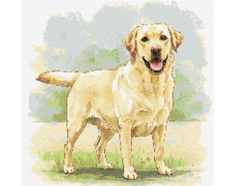 Yellow Labrador Retriever Cross Stitch Pattern – Easy Needlework Design (Digital Download)