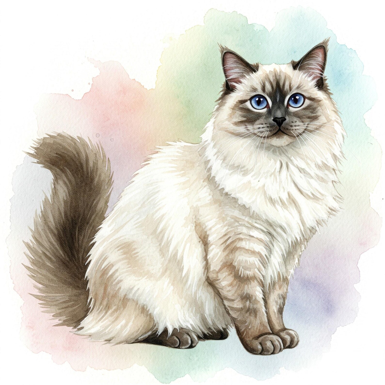Ragdoll Cat Watercolor Cross Stitch Pattern - Design Size: 200 X 200 ...